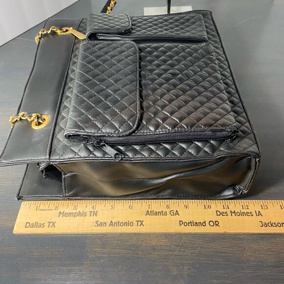 Vintage Evan-Picone Quilted Black Chain Strap Tote - NWOT - Picture 5 of 16